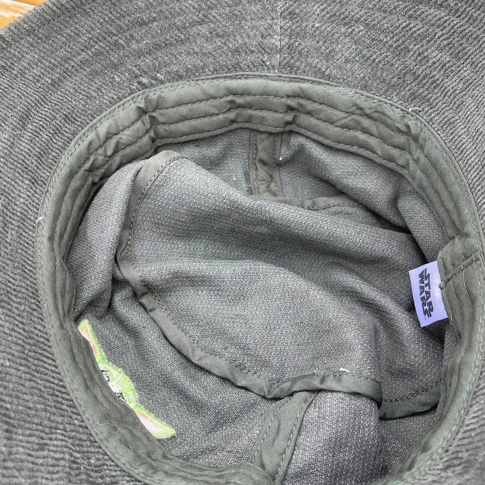 Star Wars The Mandalorian The Child Grogu Peeking Corduroy Bucket Hat Green OSFM